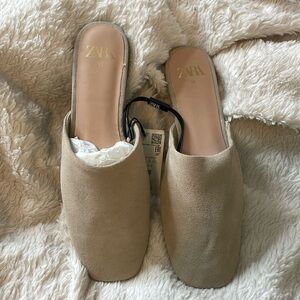 ZARA Leather Suedes Slides